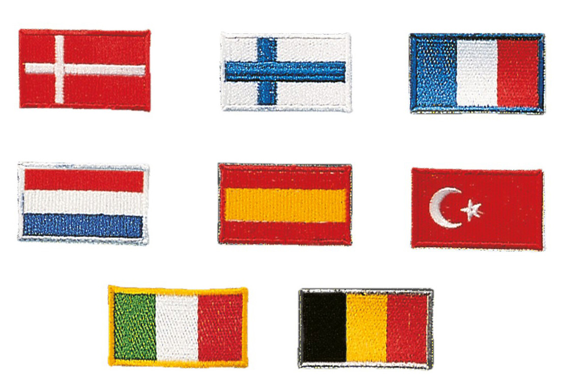 Sewn badges national flags